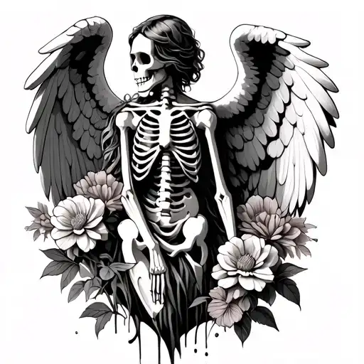 Skeleton Angel With Flowers Growing Out Cheat