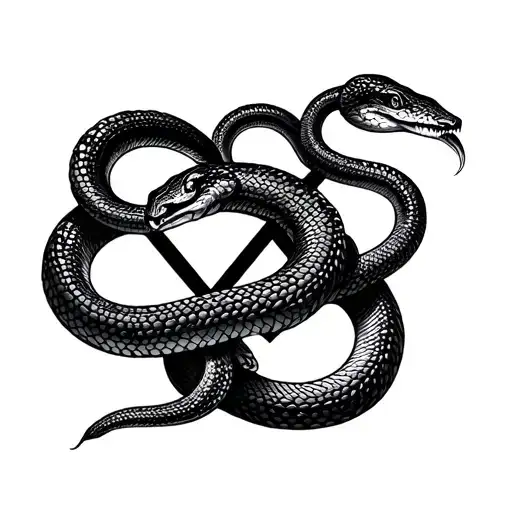 Make A Tattoo Design Of Three Snakes In The Shape Of Interlocked Triangles