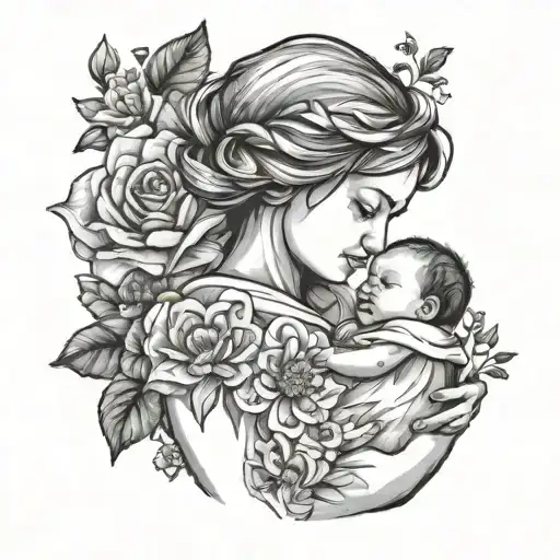 Breastfeeding Mother With Flowers