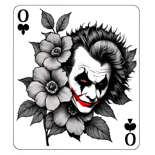 Joker Card Featuring Flowers