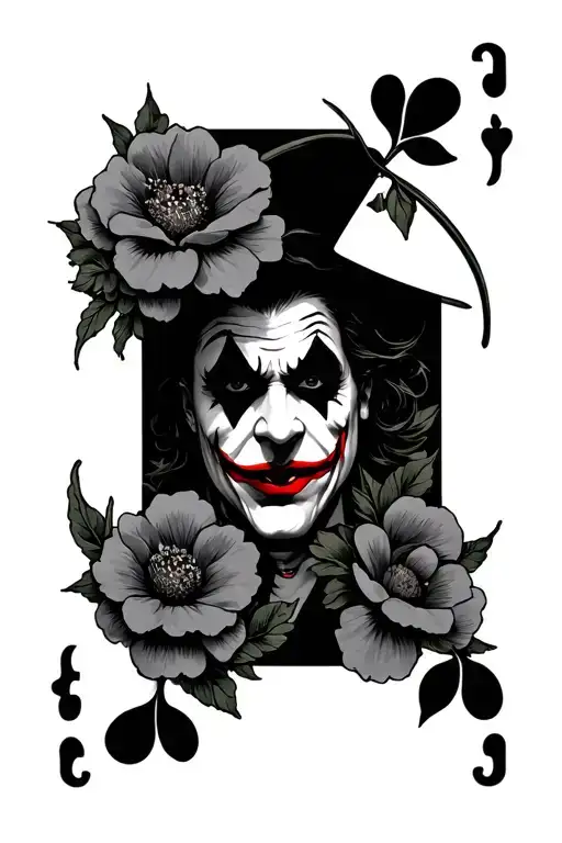 Joker Card Surrounded By Flowers