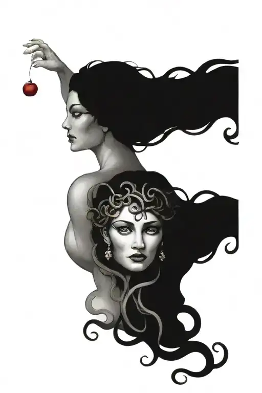 Medusa Design Combined Together With Persephone Reaching For The Pomegranet