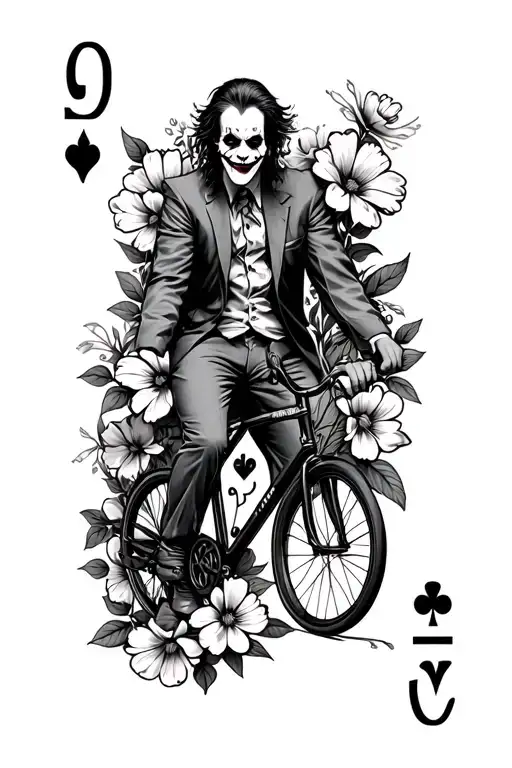 Bicycle Joker Card Surrounded By Flowers Growing