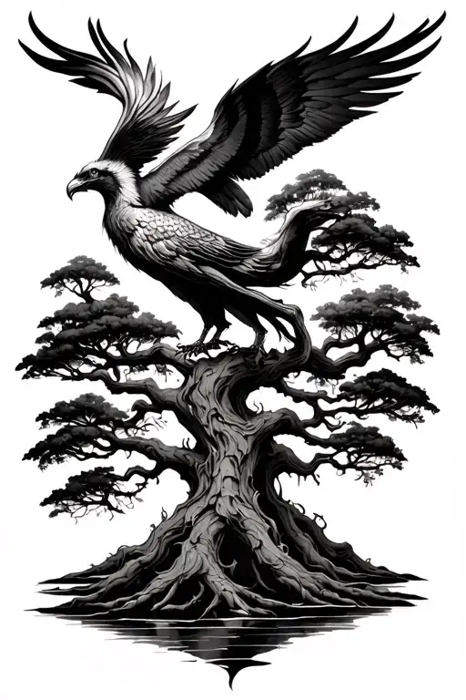 Banyan Tree With Phoenix Rising From Addiction