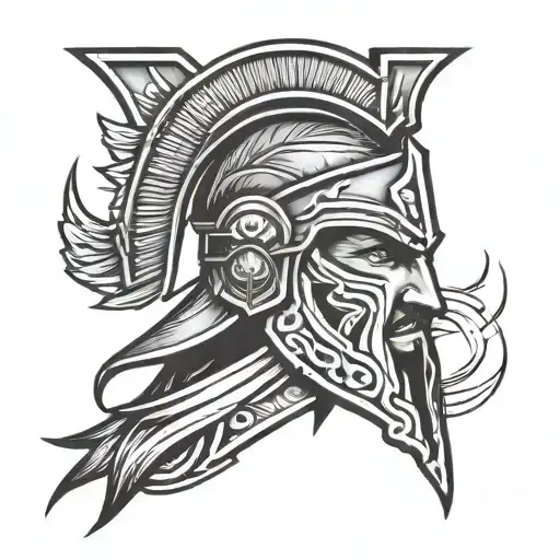 Spartan Cross Face Tattoo Featuring
