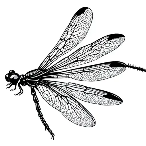 Simple Fine Line Dragonfly No Background
