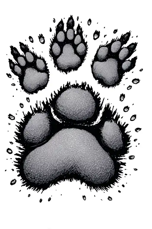 Dog Paw Prints Walking Across Like