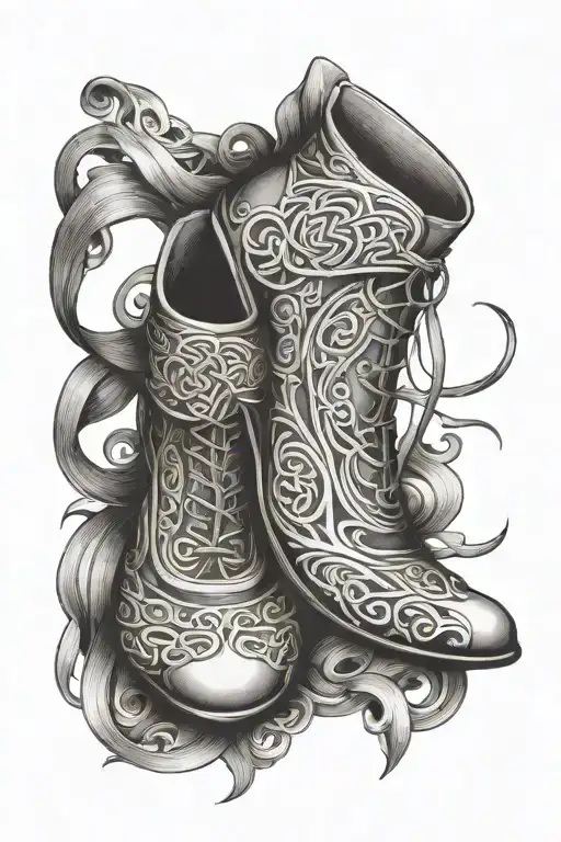 Celtic Ornament Point Shoes Delicately Tied