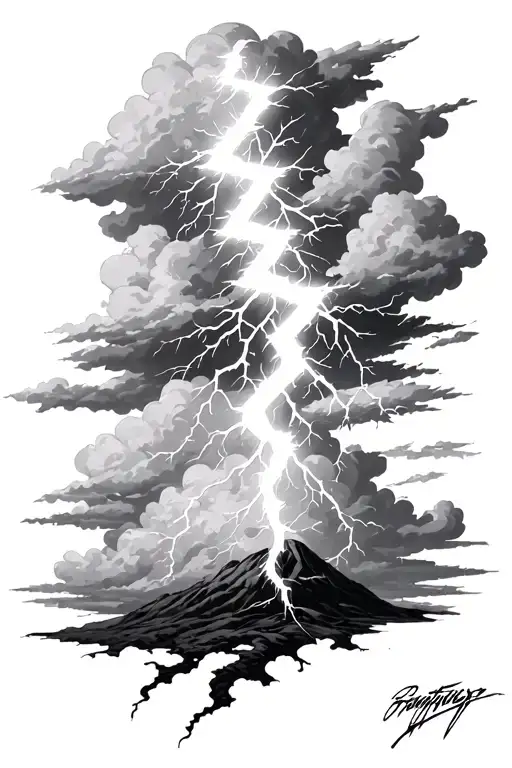 Lightning In The Front An Clouds In The Background