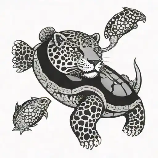 Jaguar And Sea Turtle Mayan Tribal Inspired Design