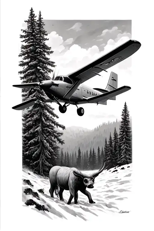 Cessna Flying Over Carniforus Trees In Northern Canada