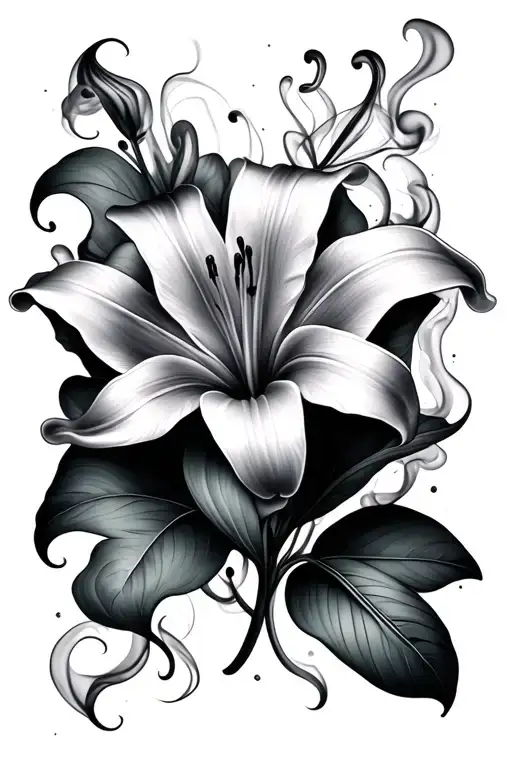 Lily Flower And Smoke Forming The Shape