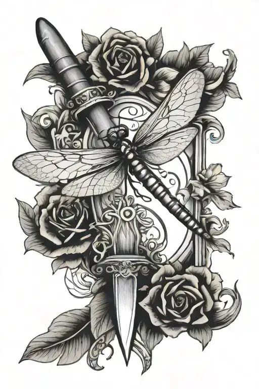 Dragonfly Dagger With An Engraving Of Napping With Jesus