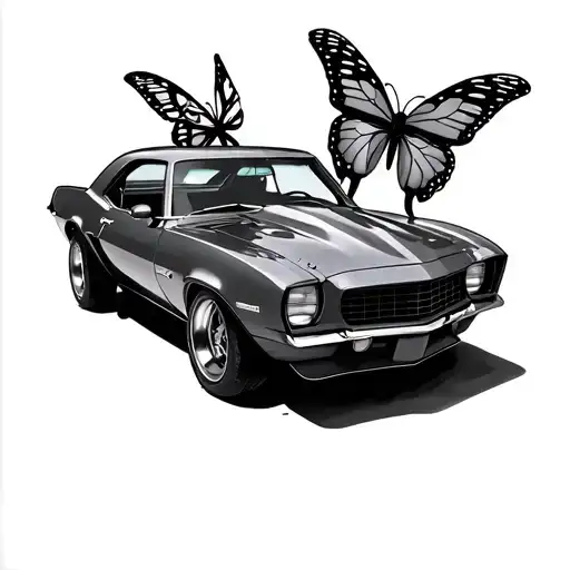 Simple 1969 Camaro With Butterfly Wings Holding