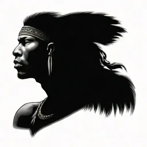 African Warrior With Native American Headress