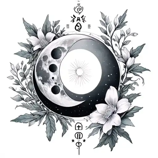 Cancer Zodiac With Larkspur Flower And New Moon Phases