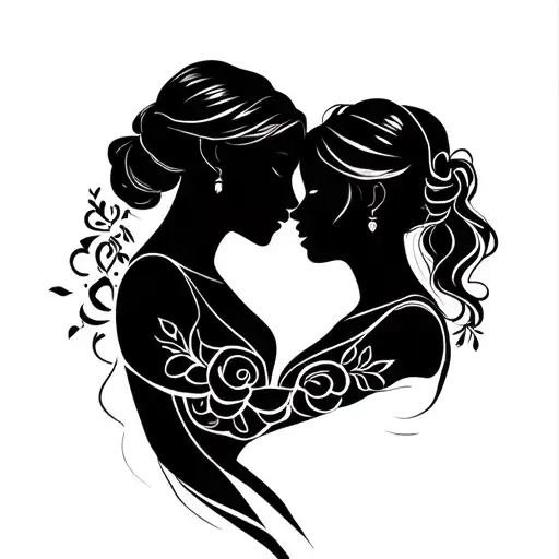 Silouhette Mother And Daughter