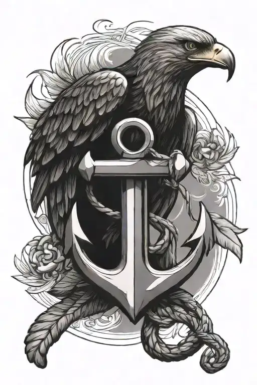 An Anchor With An Eagle Holding It On Top