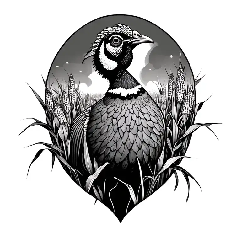 Pheasant And Corn Field