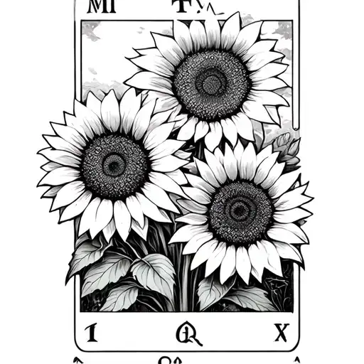 Lamoreaux Tarot Card With Sunflowers Outside