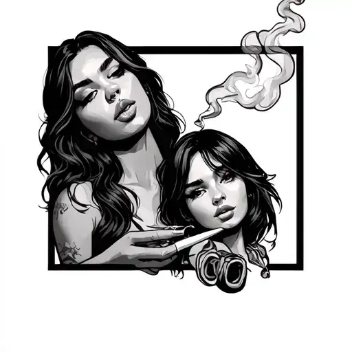 Girls Smoke Joint And Roll Joint
