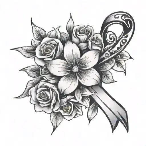 Breast Cancer Ribbon Stars And Flowers