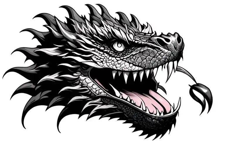 Dragon Face With Tongue Full Out