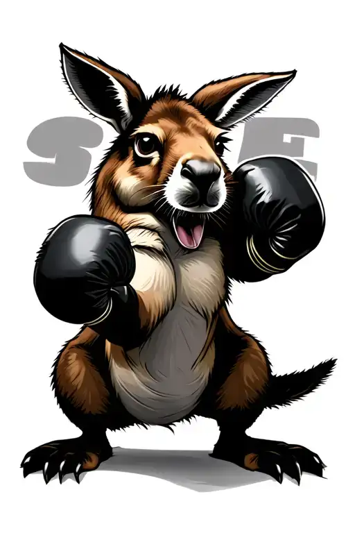 Fighting Kangaroo With Boxing Gloves