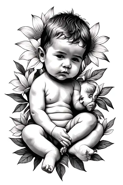 July Birth Flower Baby Boy Sitting