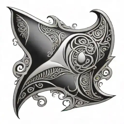 3D Embossed Mantaray With Maori Symbols