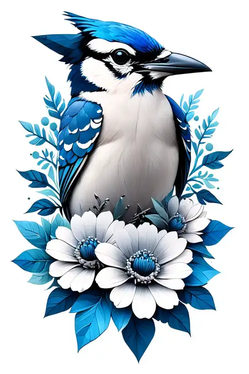 Small Blue Jay Flowers And Geometric Mandalas