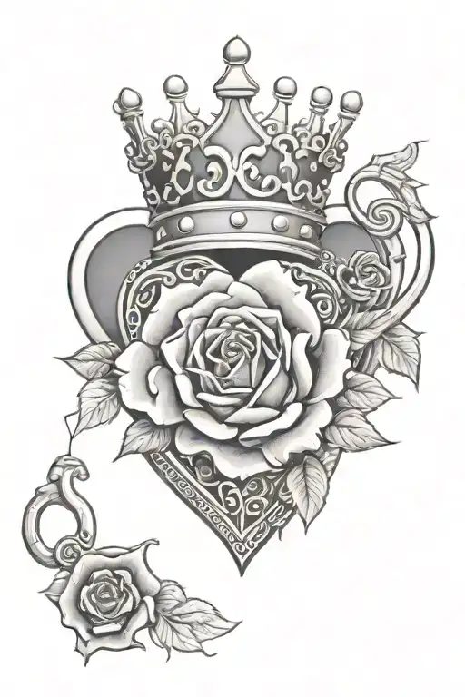 Roses Red With A Kings Crown W Heart Shaped Lock