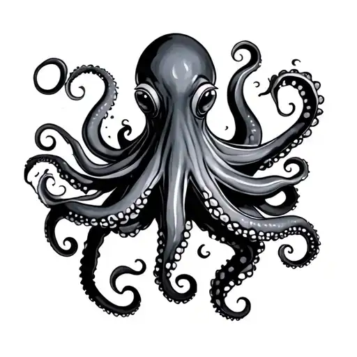 A Forearm Tattoo Of A Black Grey Octopus