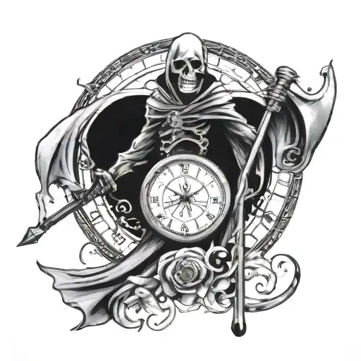 Death With A Scythe And A Clock