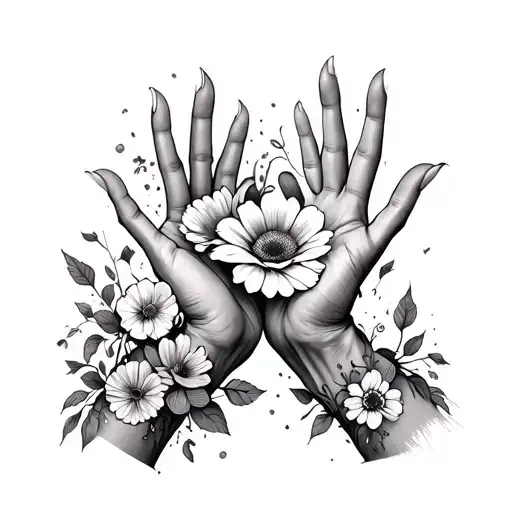 Hands With Flowers Coming Out Of Fingers