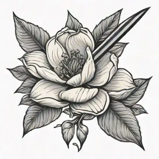 Fineline Magnolia Flower With A Kunai Knife