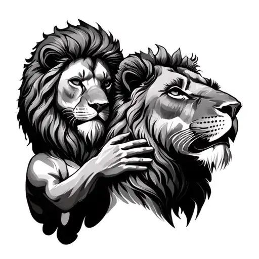 Lioness And God Holding