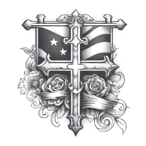 Cross And Flag