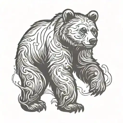 Bear Silhouette Filled Slight Shading