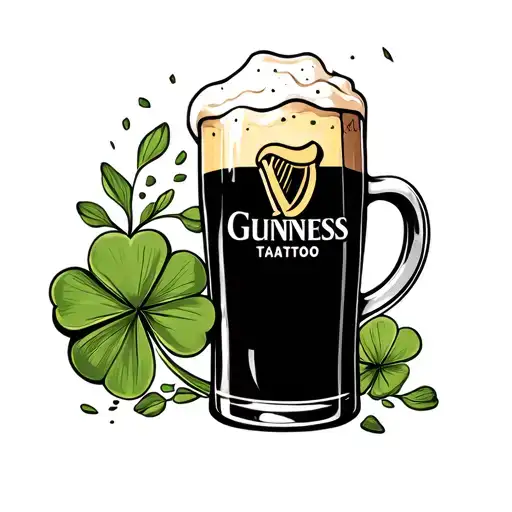 Pint Of Guinness With A Clover On The Foam