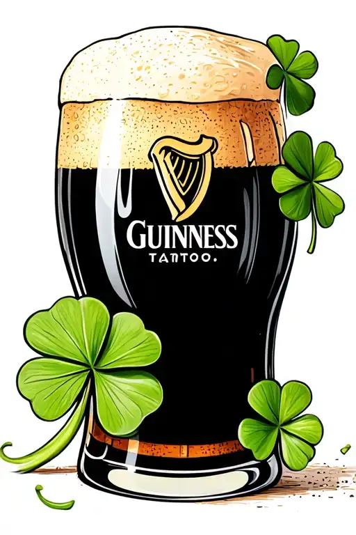 Pint Of Guinness With A Clover On The Top
