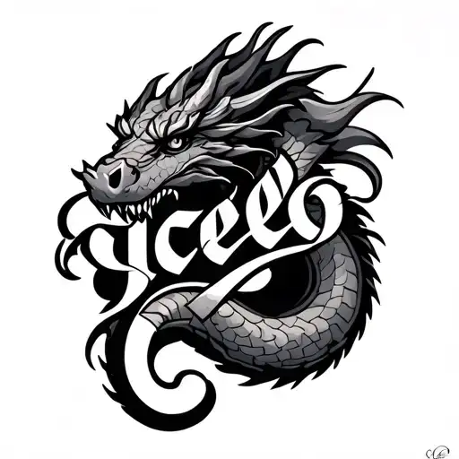 Text Cvelo With Dragon