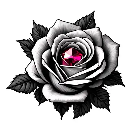 Rose With A Large Square Ruby In It