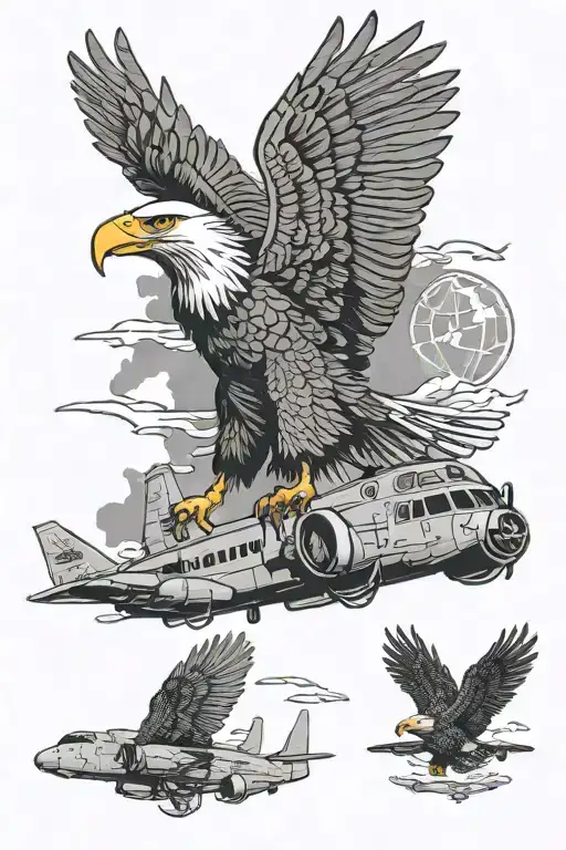 Military Theme With Bald Eagle And C-130