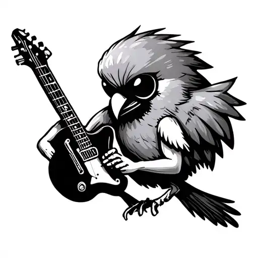 Voodoo Doll Bird Playing The Electric Guitar Made