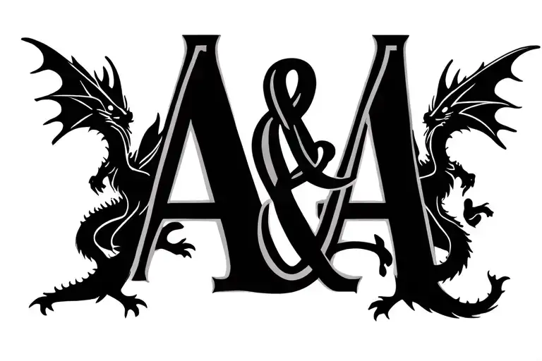 Small Minimalist Feminine Tattoo Of My Kids Initials A&a That Has Two Small Dragons