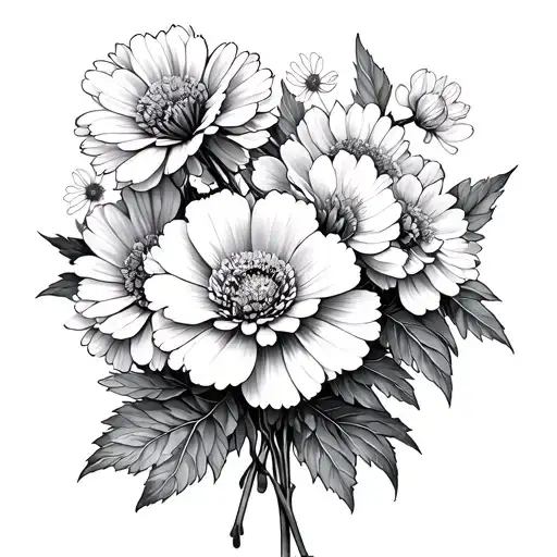 Carnation And Aster And Cosmo And Cherry Blossom Bouquet