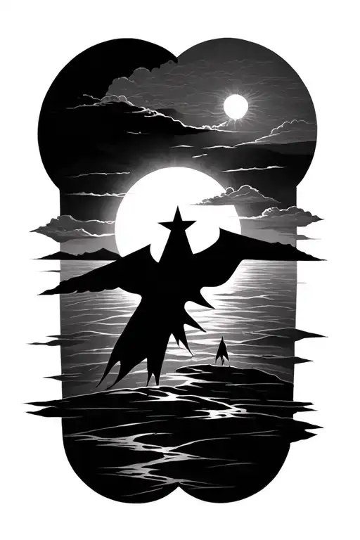 Three Star And The Sun Setting