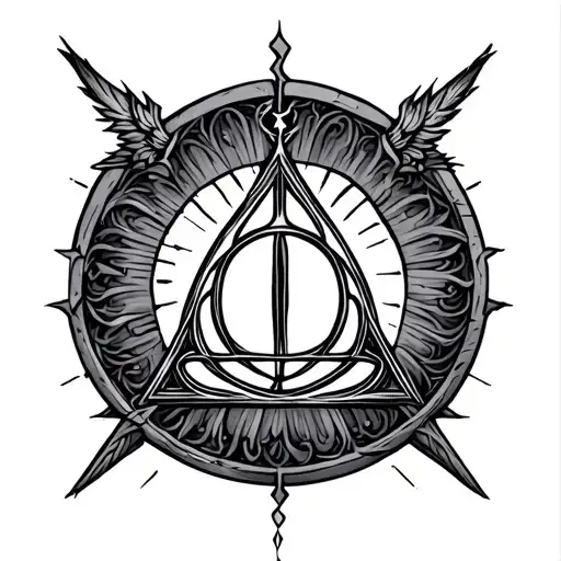 Deathly Hallows Symbol Integrated With Elements