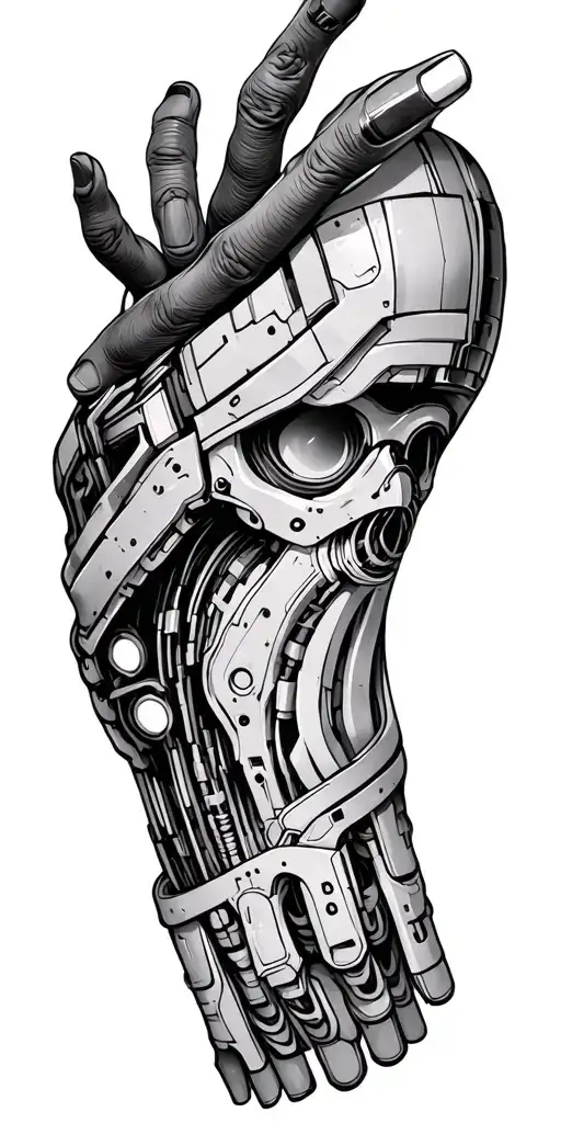 I Want Cyberpunk Arm Implant More Lines Tattoo Design